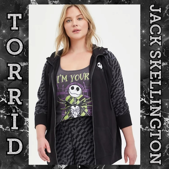 TORRID Jack Skellington NMBC Zip Front Hoodie! NWT! - Picture 1 of 9